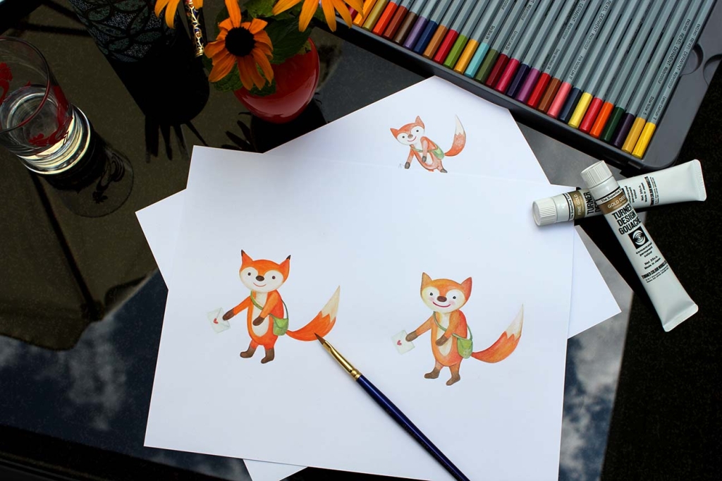 watercolor fox