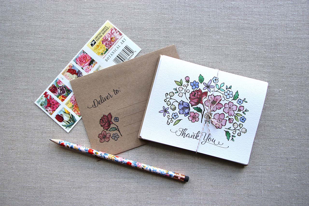 FLORAL BOUQUET THANK YOU NOTES